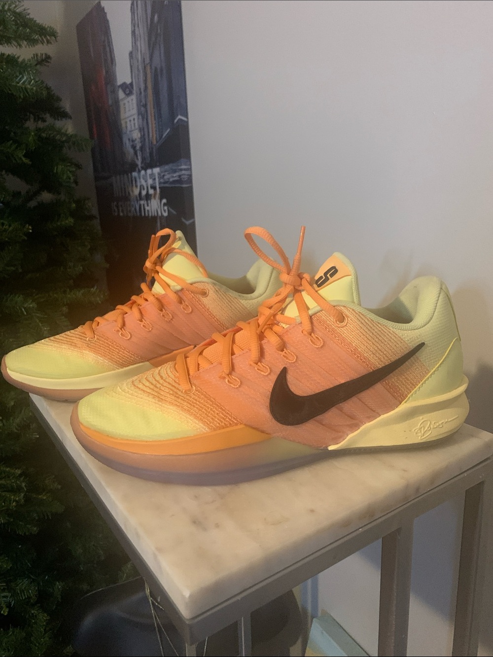 Nike Gradient Orange and Yellow Low-Top Sneakers with Black Swoosh